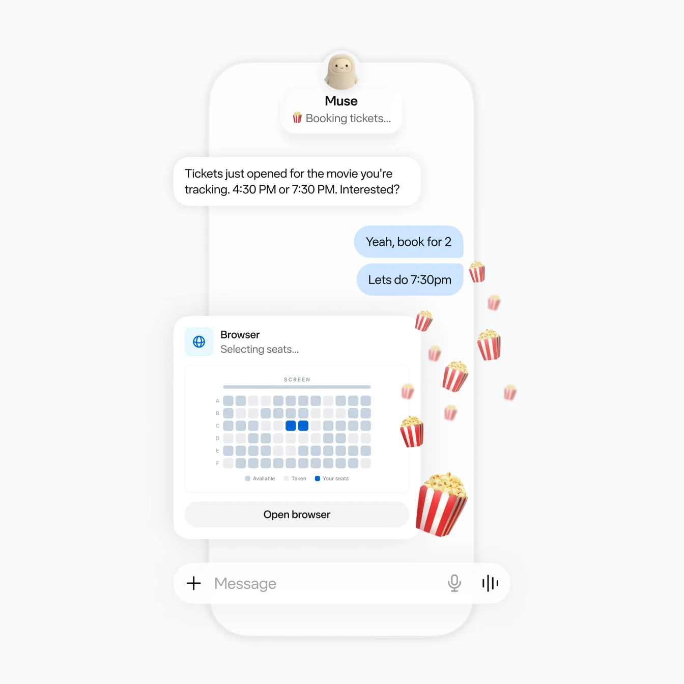 Muse feature illustration: carry out web tasks in a browser
