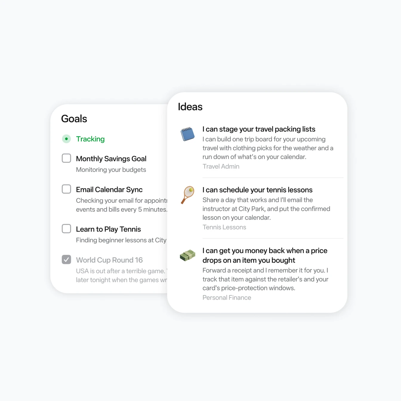 Muse feature illustration: organize goals and ideas for future tasks